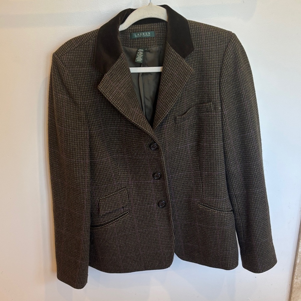 Lauren Ralph Lauren Houndstooth Blazer with Dark Collar